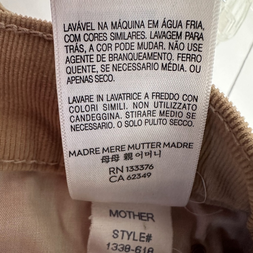 MOTHER Cafe Spice Corduroy Wide Leg Pants Womens Size 27 HW Tunnel Vision Sneak - Picture 10 of 13